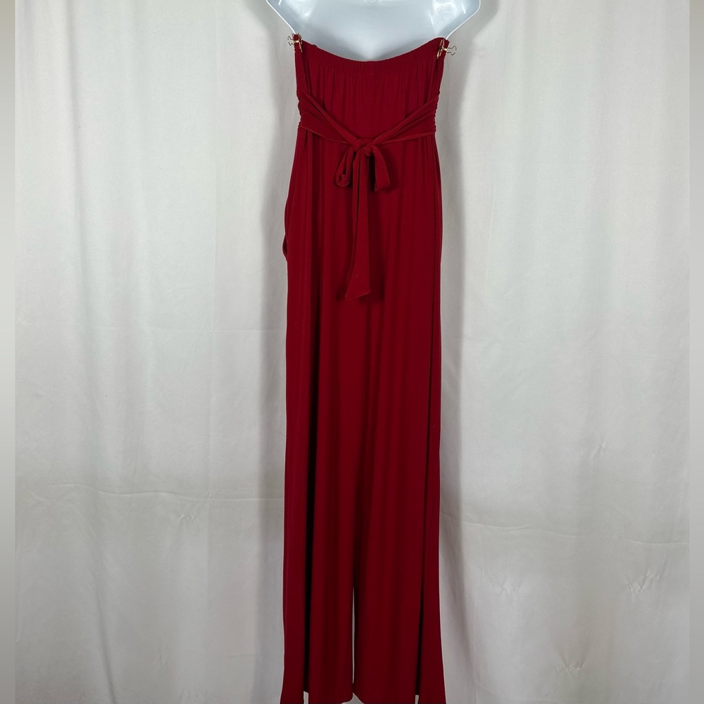 Wishes Wishes Wishes Red knit Strapless Jumpsuit pockets L - Picture 8 of 10